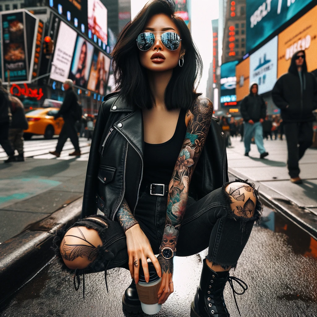 Stylist_Saai_Photo_capturing_the_dynamic_street_scene_of_New_York_City._In_the_foreground_a_woman_of_Asian_descent_stands_out_with_her_edgy_style